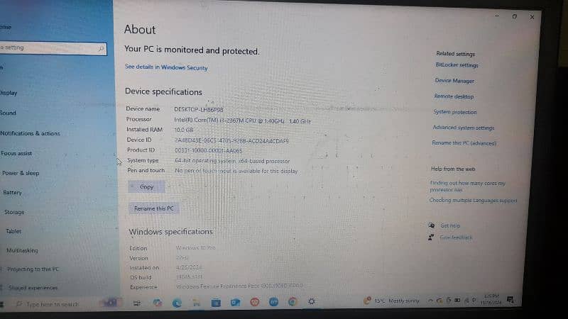 Toshiba Core i3 10GB Ram 256 GB  ssd 0