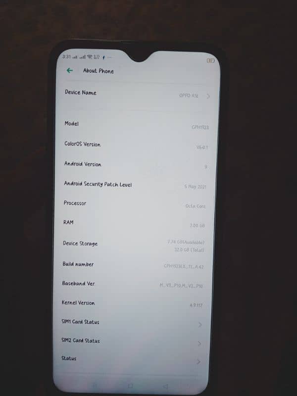 oppo A1k with box and original charger and cable All original nodamage 9