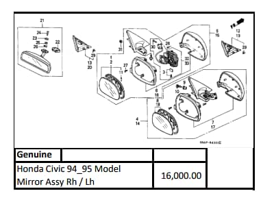 Genuine Mirror Set Civic 94~95 0