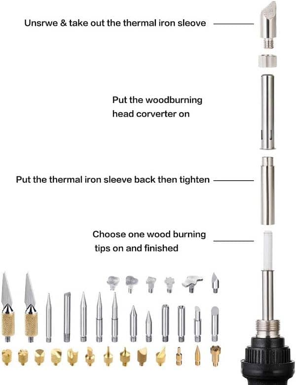 wood burning soldering iron kit for sale 72 l+pieces 7