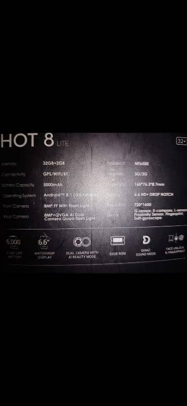 Infinix hot 8 with box and data cable 4