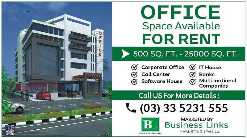 1100 SQFt Brand New hall For rent Software Call Center IT Space kamran market saddar 2