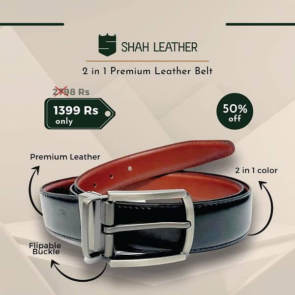 Imported belt 2 in 1 double sided Black and Brown casual belt for Men 0