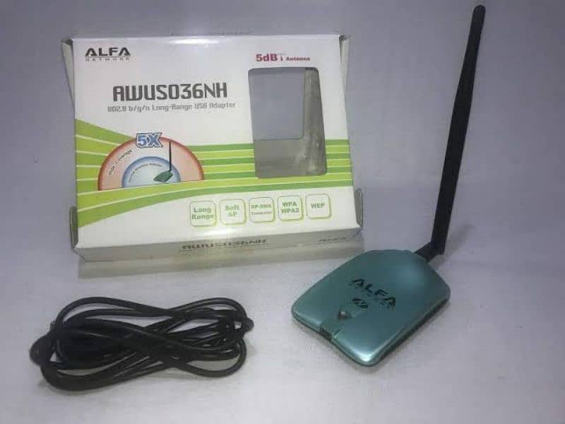 ALFA Original AWUS036NH 2000mw USB Wireless Adapter with 8 DBI Antenna 0