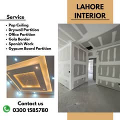 Partition gypsum board & ceiling work/cemet board /ceiling