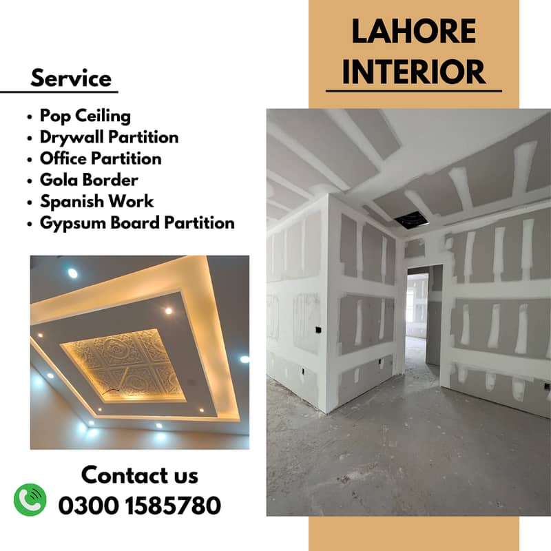 Partition gypsum board & ceiling work/cemet board /ceiling 0