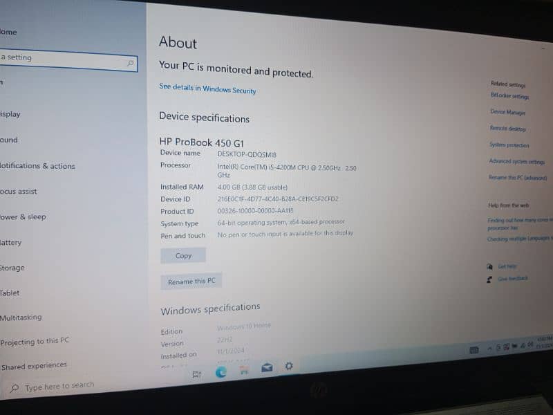 HP ProBook G1, core i5, 4th generation 5