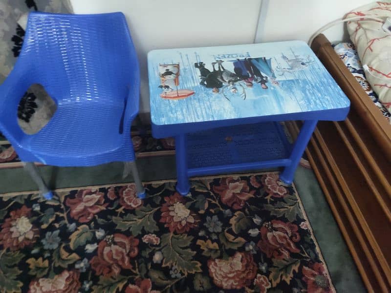 2 seater dewan for urgent sale, 2 chair and table for kids 5