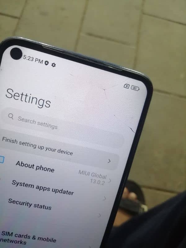 Redmi note 9 with box glass crack little 2