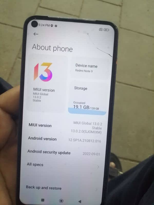 Redmi note 9 with box glass crack little 4