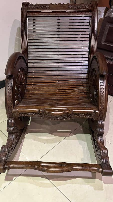 Pure Sheesham Wood Comfortable Rocking Chair 6