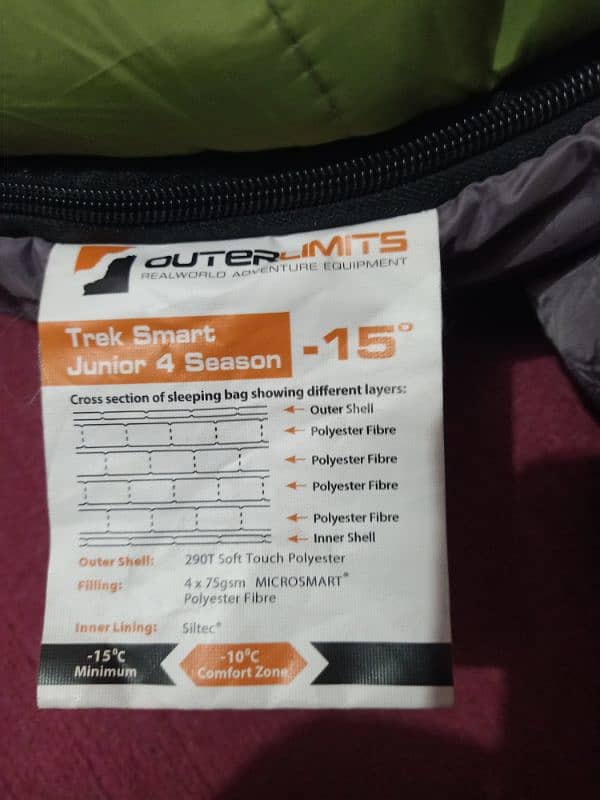 Trek Smart Junior 4 Season Sleeping Bag Showing different Layers 2