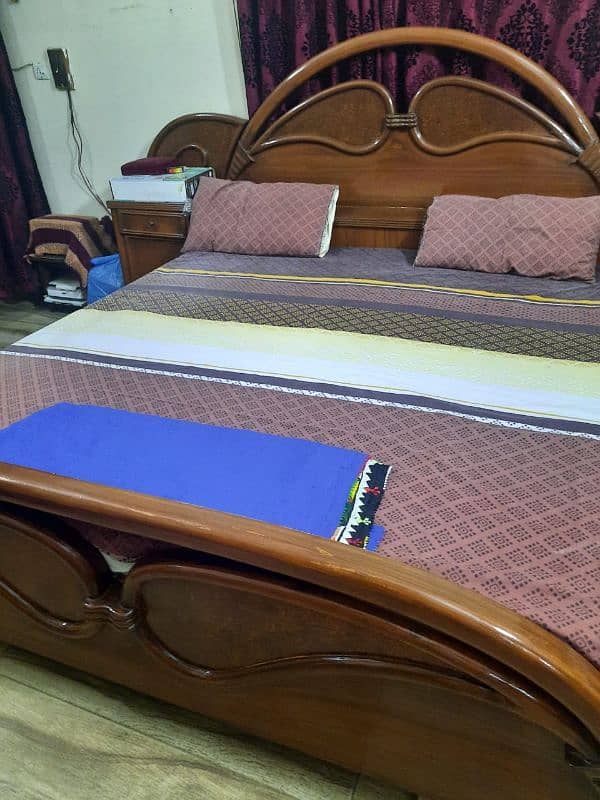 King Size Bed With Mattress + 2 Side tables 1