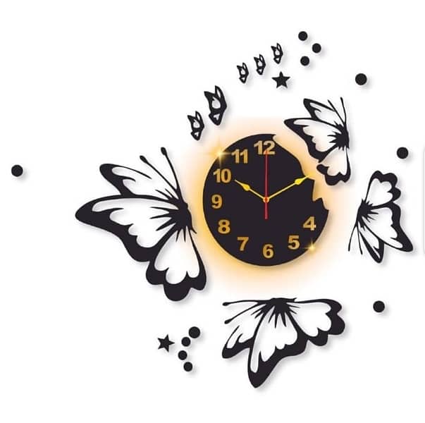 Butterfly Lmainated wall clock with Backlight 1