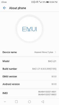 Huawei Nova 2 plus pta register