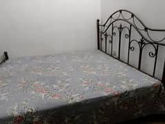 iron king size bed with molty foam mattress