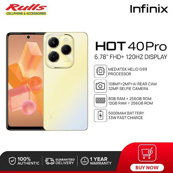 Infinix Hot 40 Pro 16/256 with 6th months warranty 0