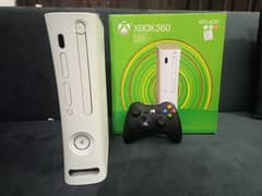 Xbox console with wireless controller and box