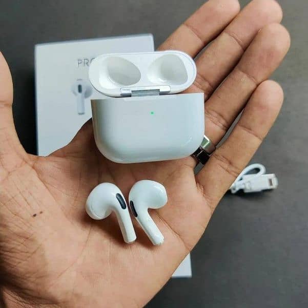 White Bluetooth Airpods With Smart Touch & Super Base 2