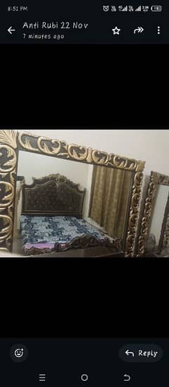 bed, side tables with long mirror and dressing