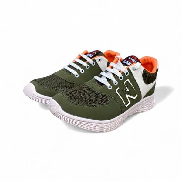 styish Green men's Synthetic leather Running sneakers 1