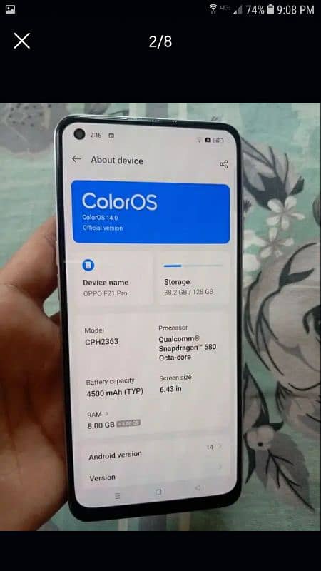 Oppo F21 Pro 4g 8+8GB Ram 128GB ROM 6