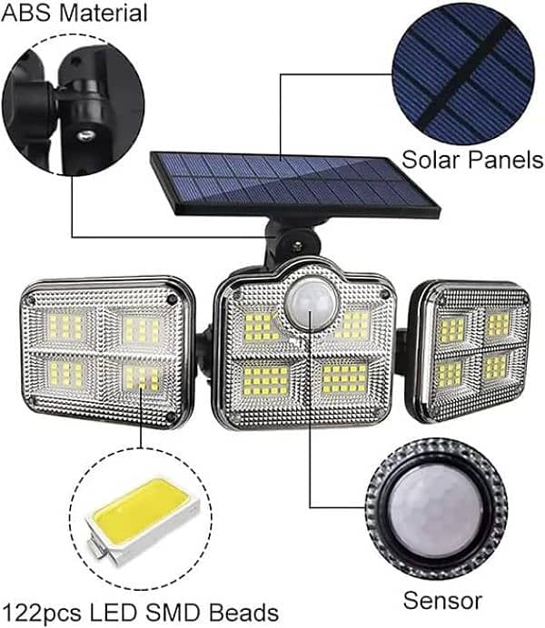 3 Head Motion Sensor 270 Wide Angle Illumination Solar Light 8