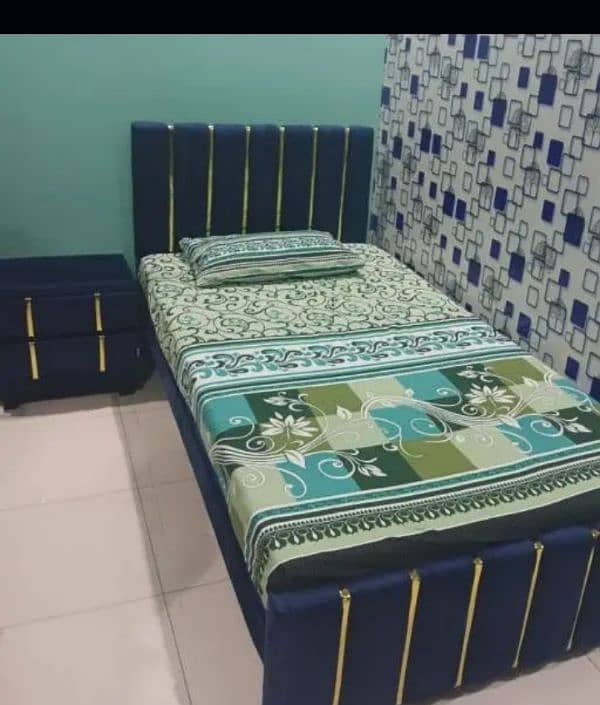 new single bed, bed , side table, poshish bed 1