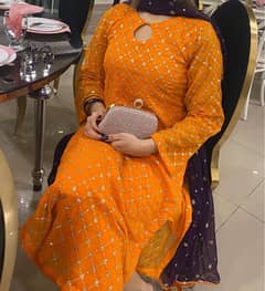 ORANGE LONG SHIRT TROUSER AND DUPATTA