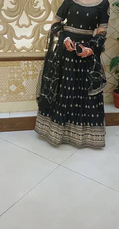 BLACK LEHNGA WITH CANCAN, BLOUSE & DUPATTA