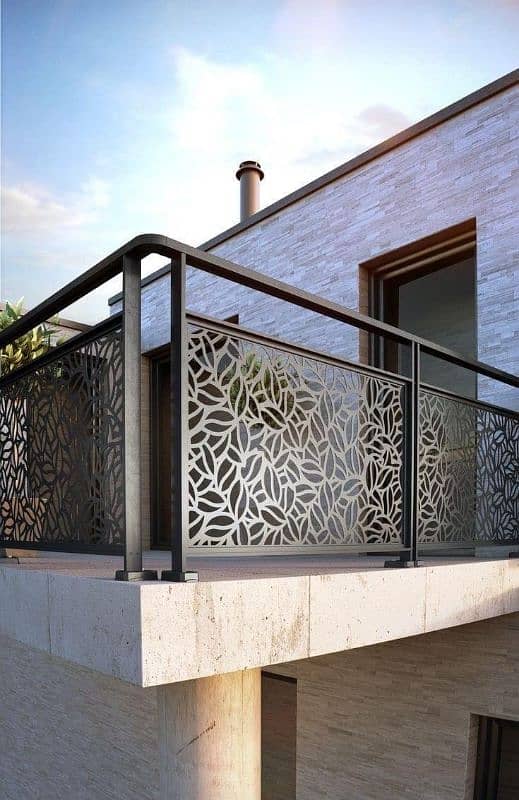 CNC iron Shades and balcony grills,Steel safety grils, solar structure 5