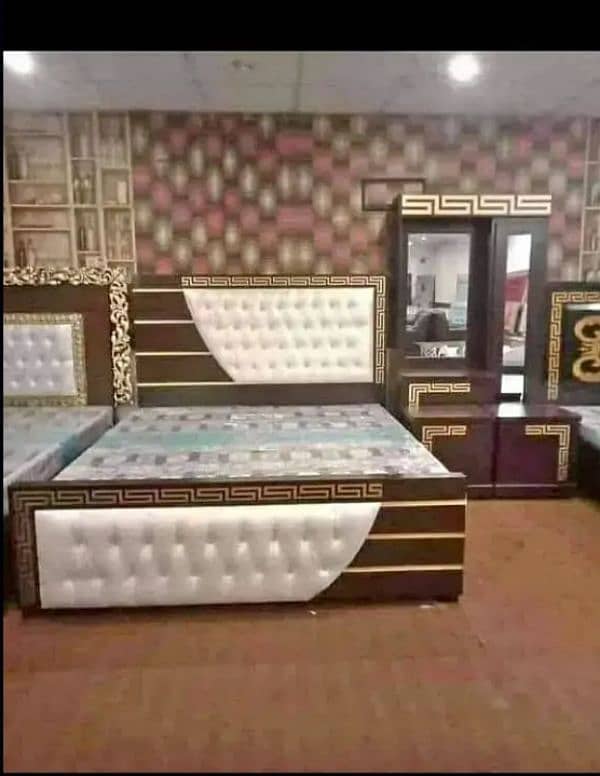 double bed, double poshish bed, versace bed dressing side table 1