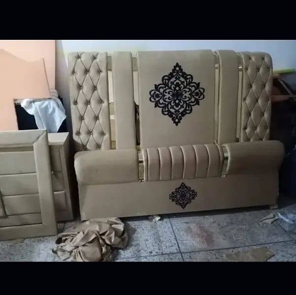 double bed, double poshish bed, versace bed dressing side table 1