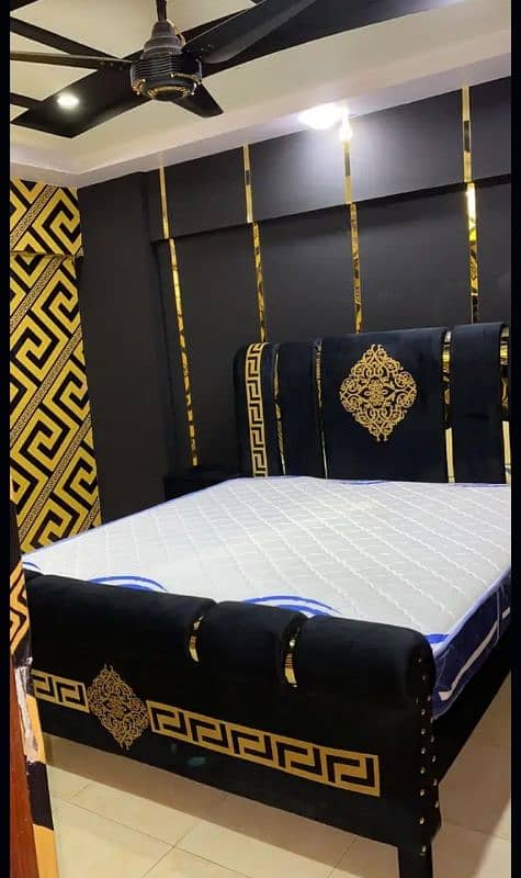 double bed, double poshish bed, versace bed dressing side table 6