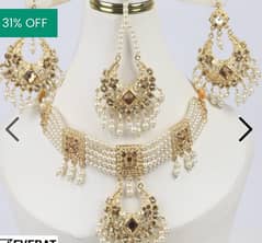 Pearl Necklace Jewelry Set With Earrings And Teeka