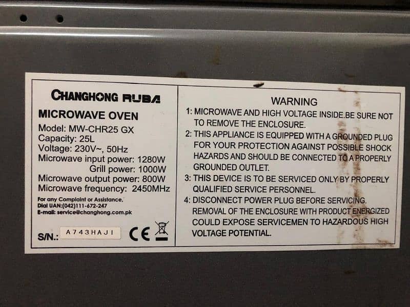 Microwave Oven CHANGHONG RUBA 5