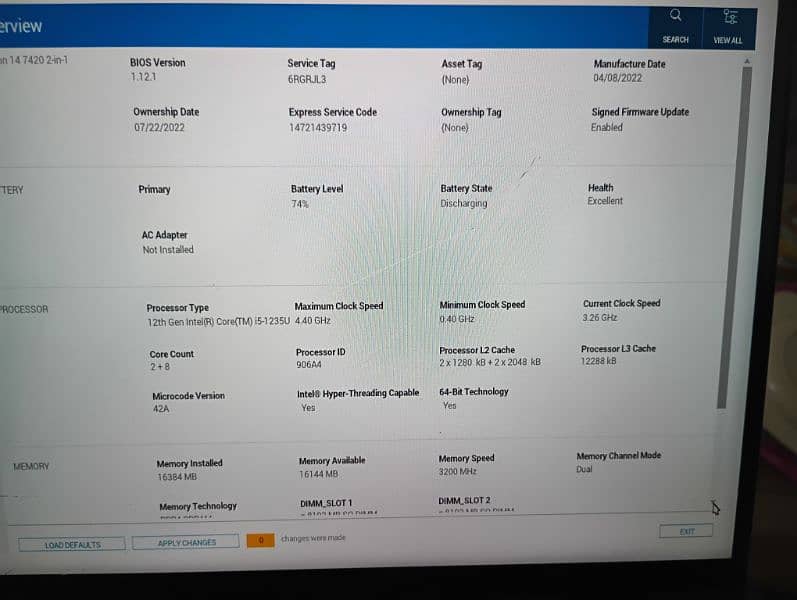 Dell Inspiron 7420 core i5 12th gen 4.40ghz 6
