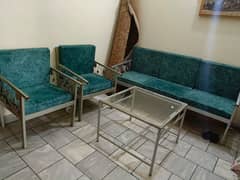 metal sofa with table 5 seater