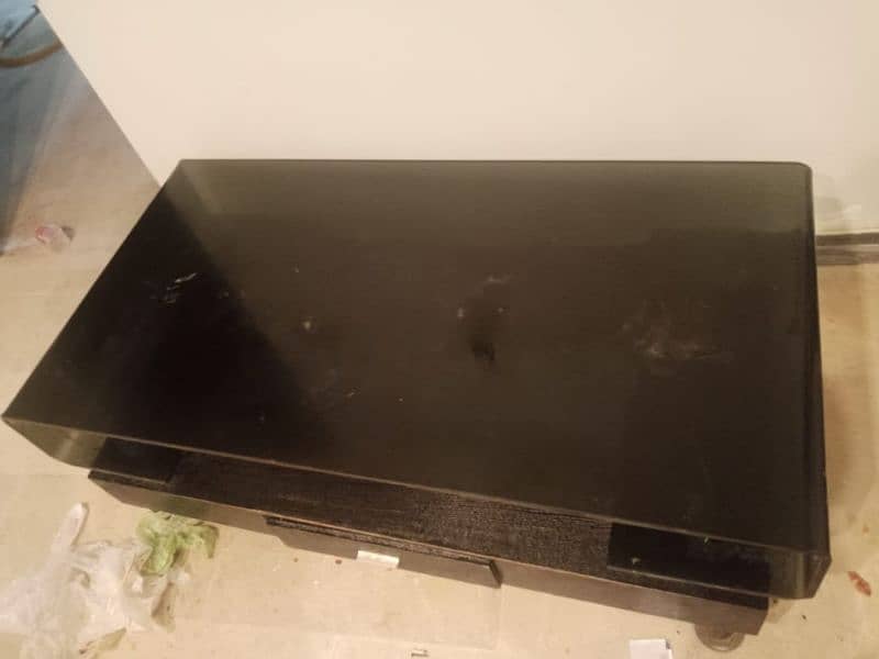 pure wood  plus thick glass table in good condition 2