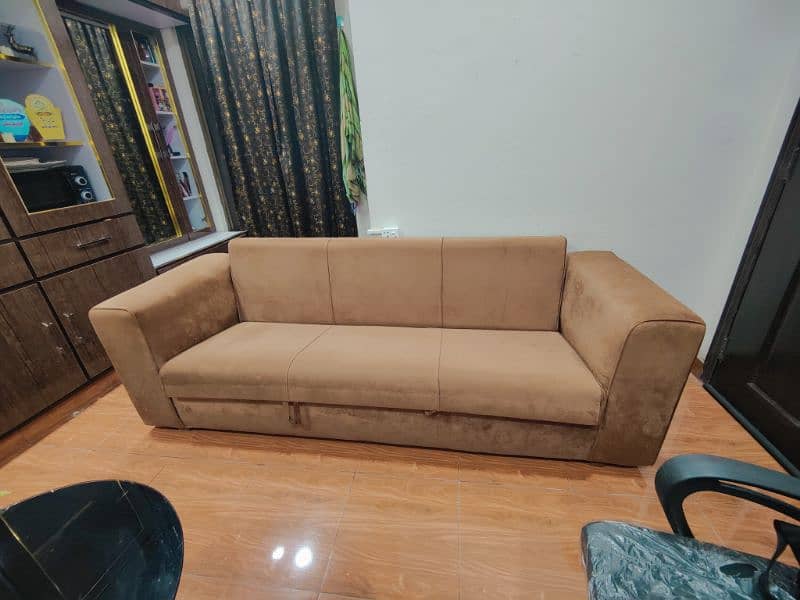 Sofa Bed New Valvet Material Brown Color 0