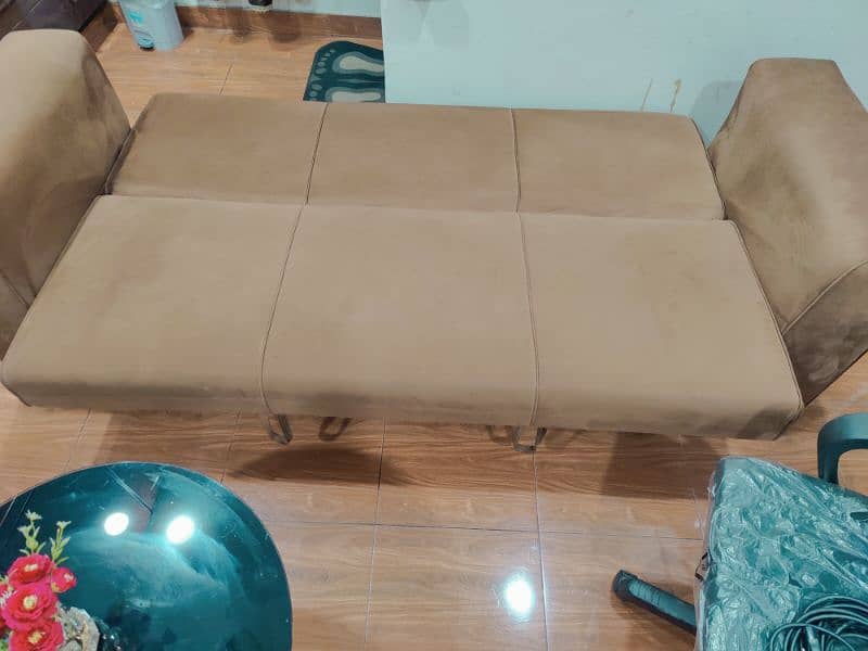 Sofa Bed New Valvet Material Brown Color 1