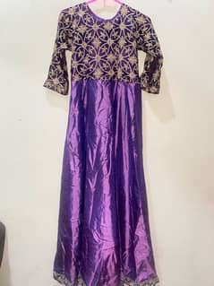 One time used kataan frock with mirror work as border