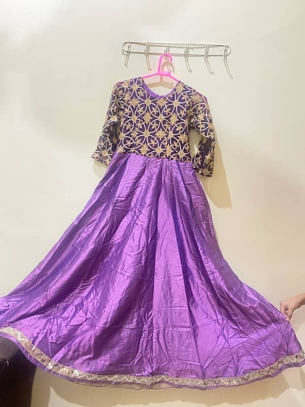 One time used kataan frock with mirror work as border 1