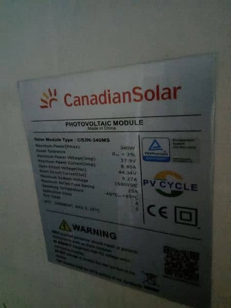 340 watt used Canadian solar panels 100% working 4