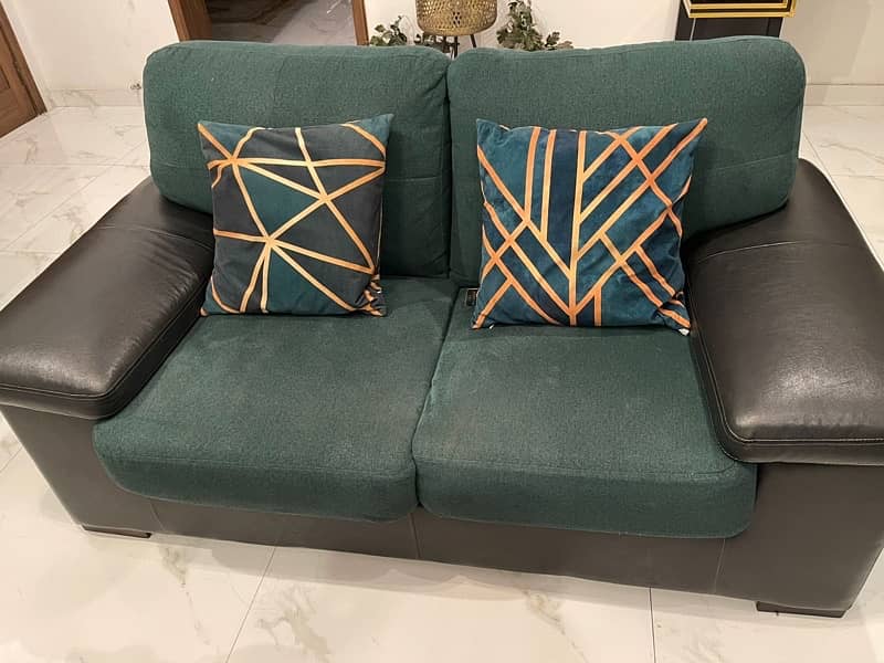 Emerald green and black sofa set 1