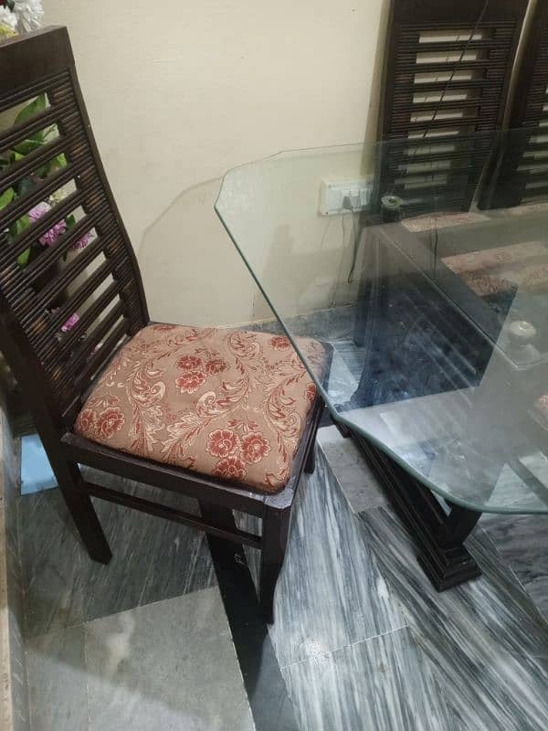 Glass Dining Table With 6 Seater Wooden Chairs For Sale 2