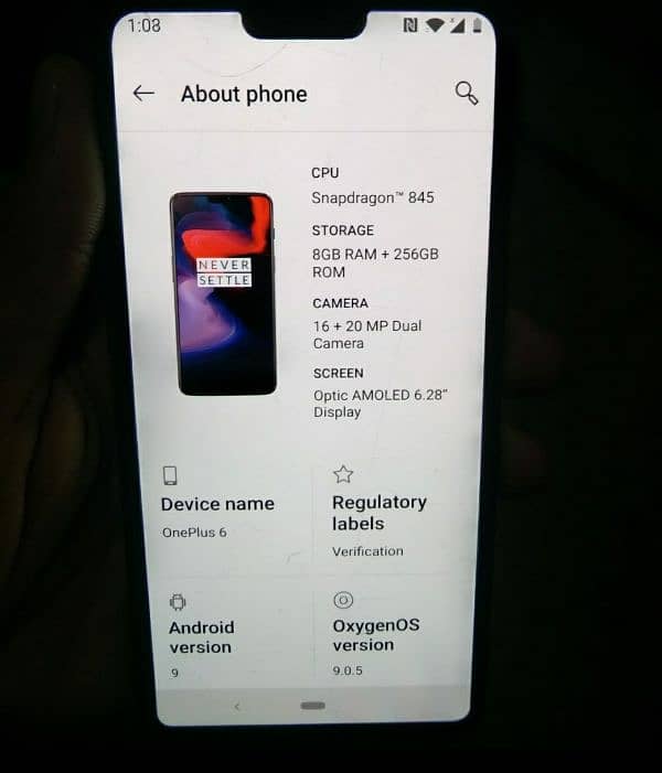 OnePlus 6.8/256.  PTA approved 6