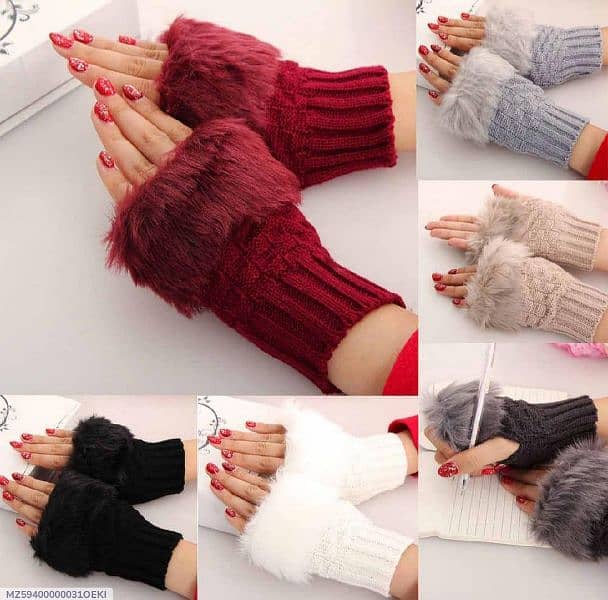 Warm Multicolor fur Lined Gloves for EXtreme Cold weather - 2 set 1