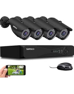 SANSCO 1080P DVR Recorder with 4x Super HD 2.0MP Outdoor CCTV Cameras