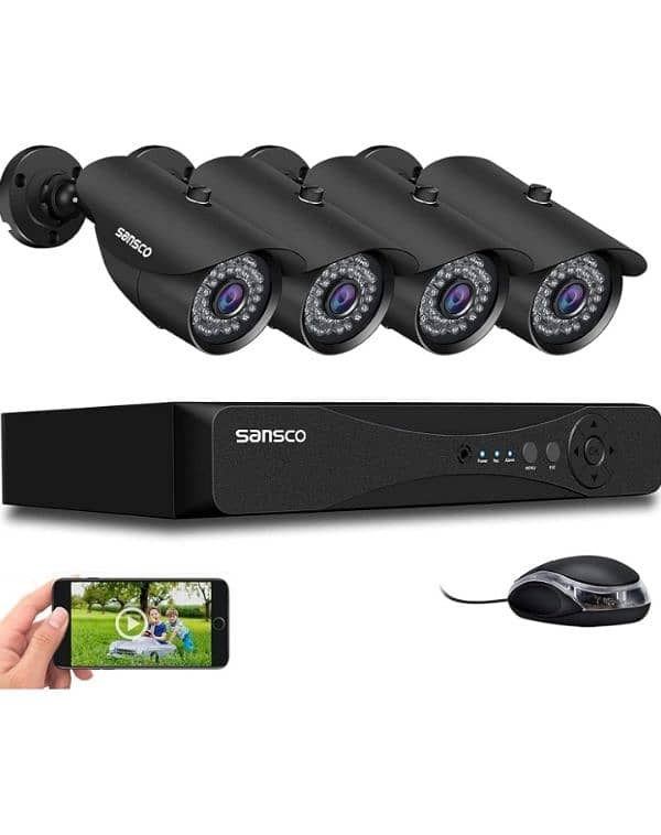 SANSCO 1080P DVR Recorder with 4x Super HD 2.0MP Outdoor CCTV Cameras 0